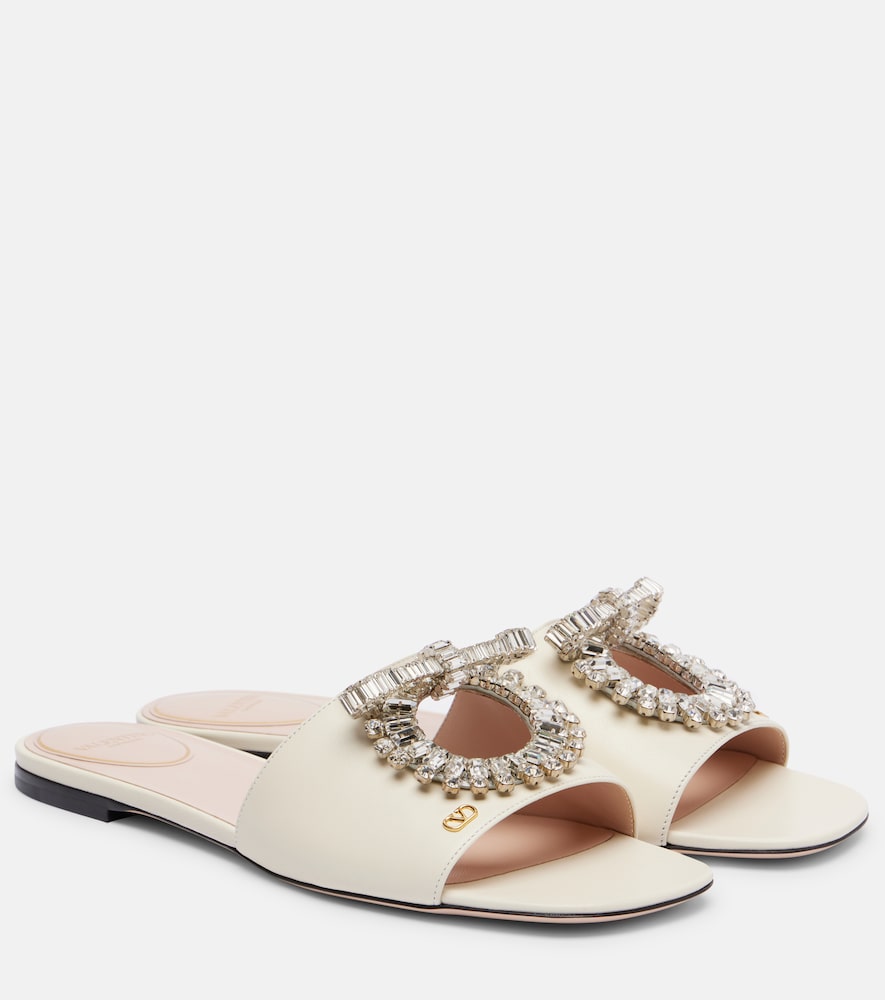 Valentino Garavani Adamantine embellished leather slides
