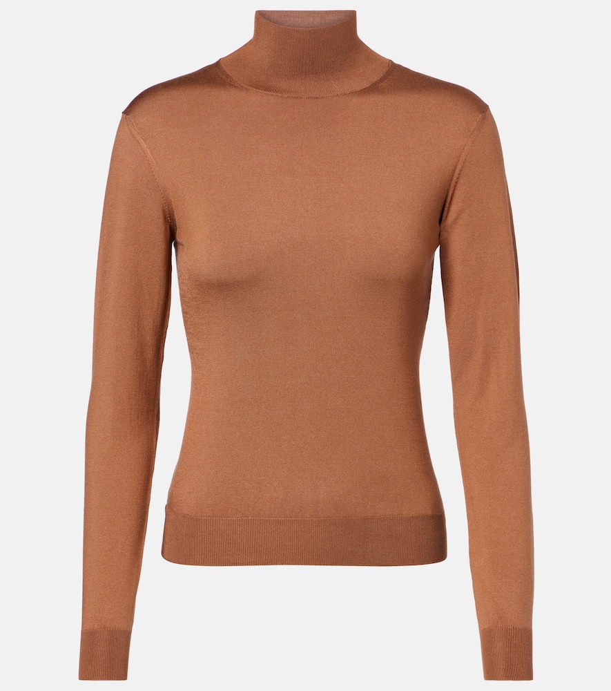 Ralph Lauren Silk-blend Jersey Sweater In Brown