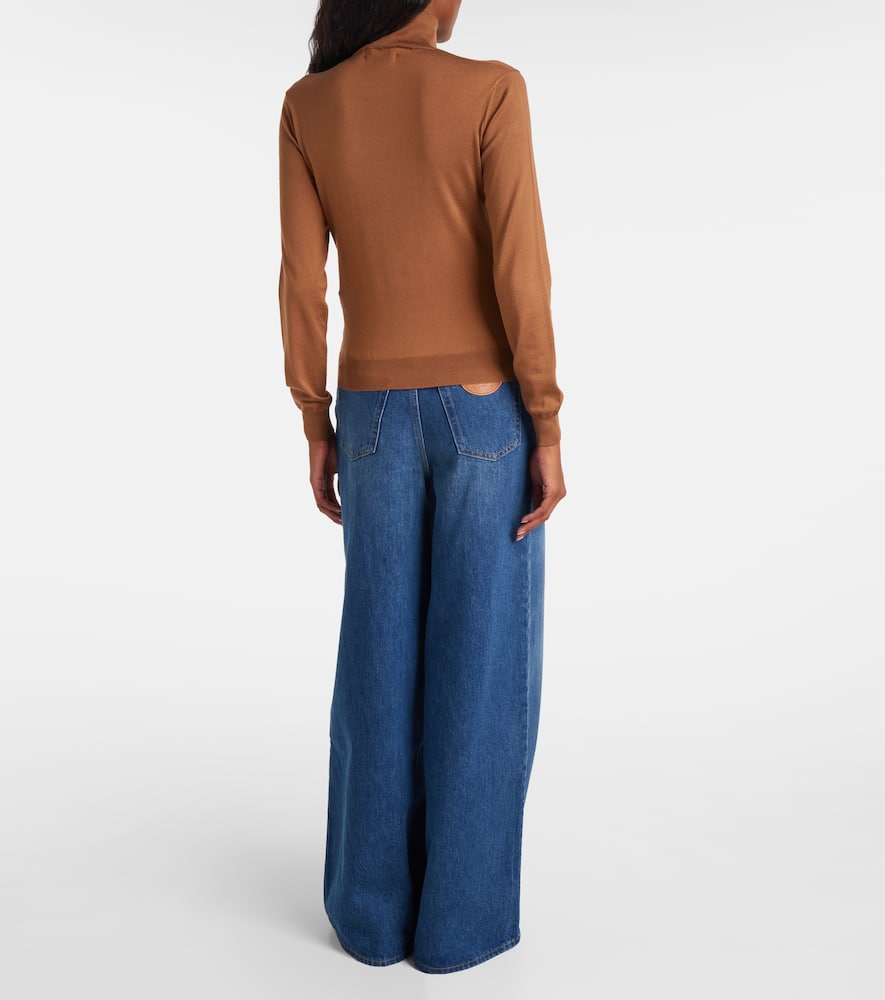 Ralph Lauren Silk-blend Jersey Sweater In Brown