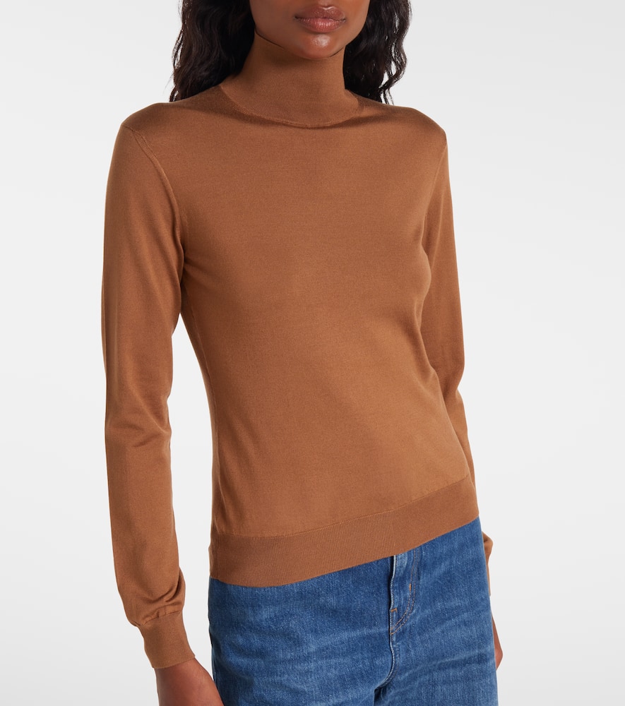 Ralph Lauren Silk-blend Jersey Sweater In Brown