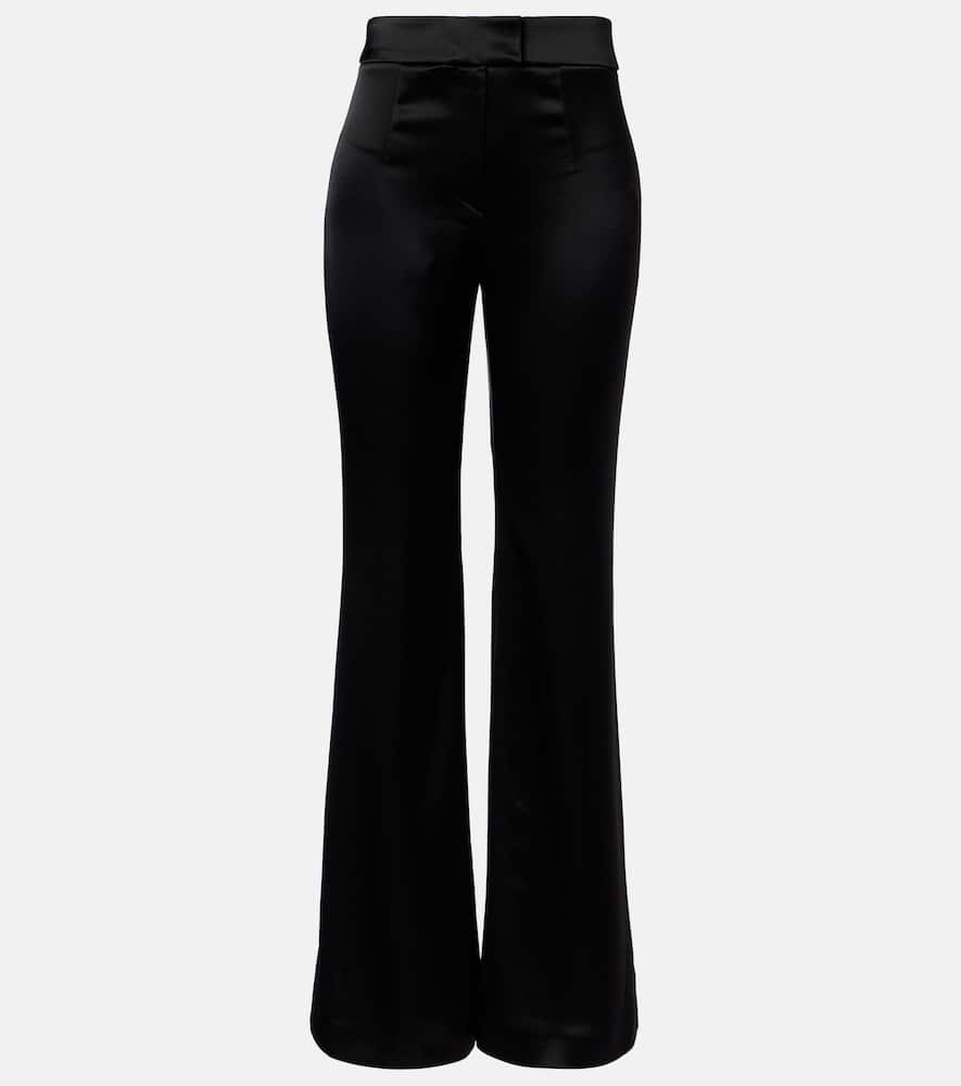 Galvan Julianne High-rise Satin Flared Pants In Black