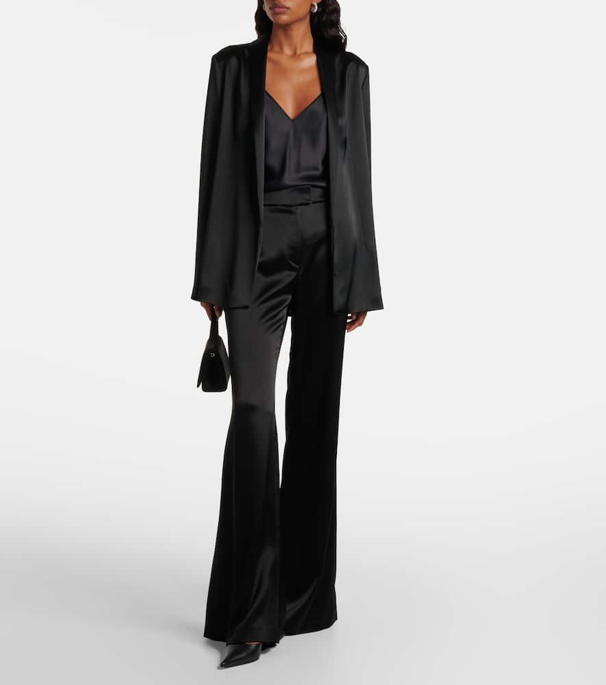 Galvan Julianne High-rise Satin Flared Pants In Black