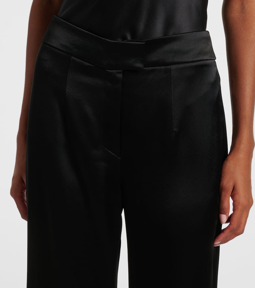 Galvan Julianne High-rise Satin Flared Pants In Black