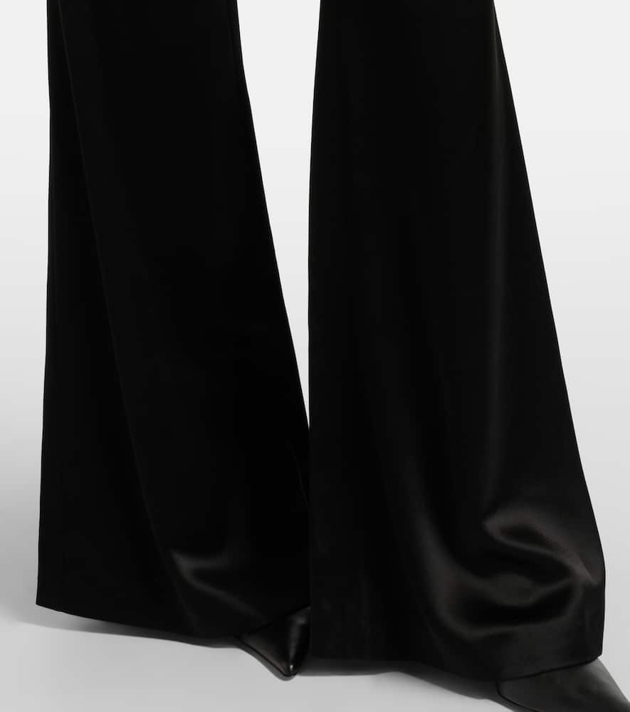 Galvan Julianne High-rise Satin Flared Pants In Black