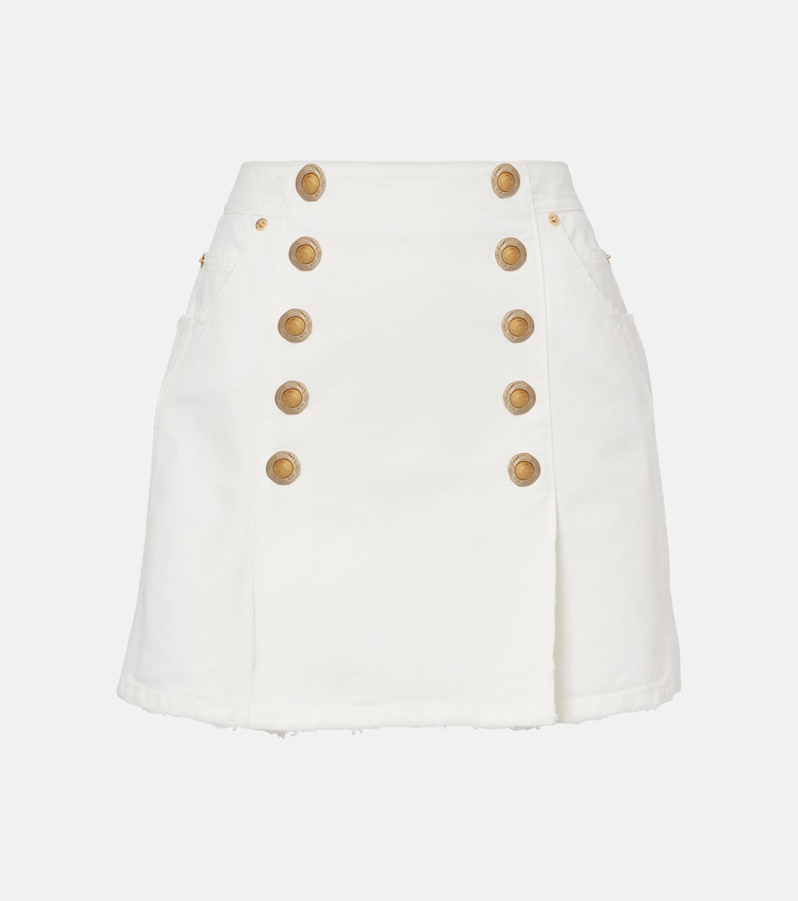 Balmain Pleated Cotton Canvas Miniskirt
