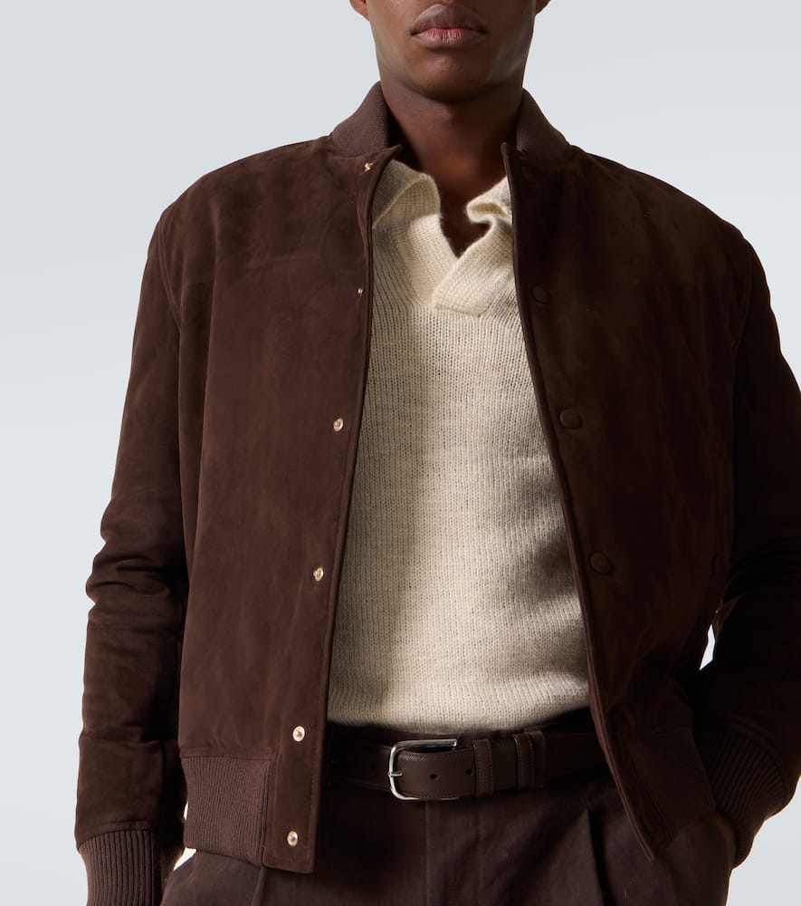 Gabriela Hearst Suede Bomber Jacket In Brown