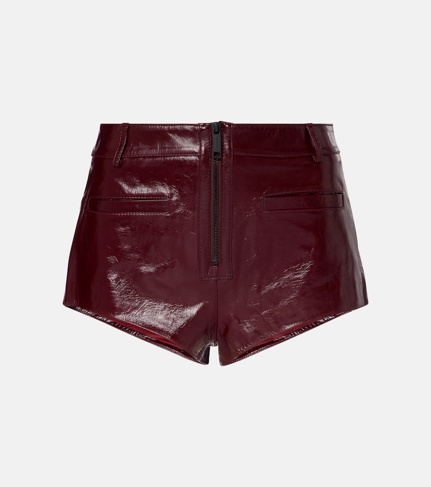 High-rise leather shorts
