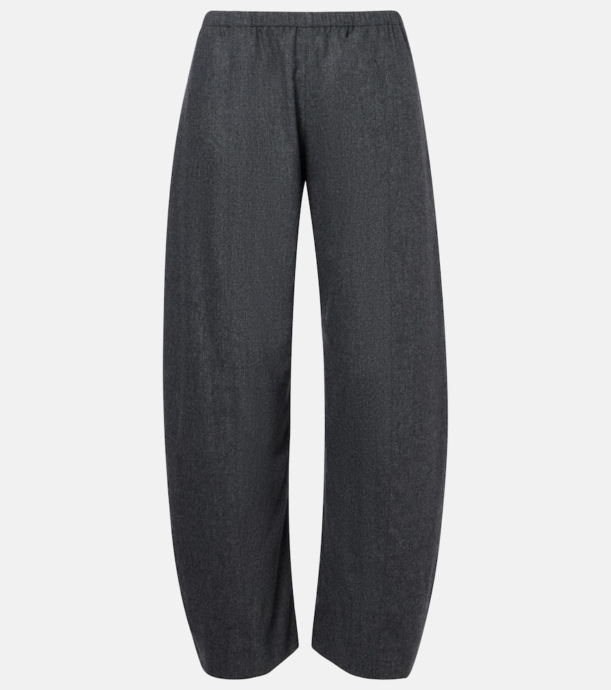 Khaite Clover Mid-rise Wool Barrel-leg Pants In Gray