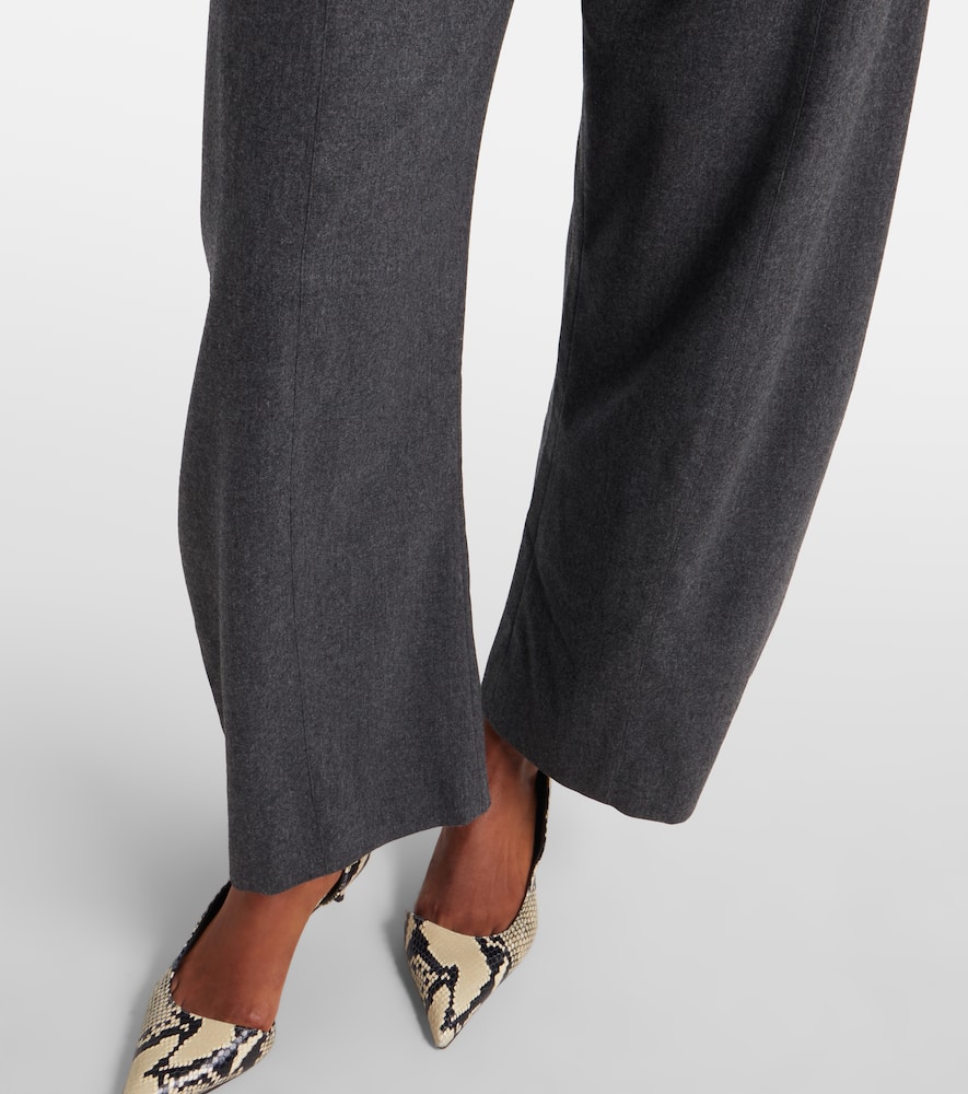 Khaite Clover Mid-rise Wool Barrel-leg Pants In Gray