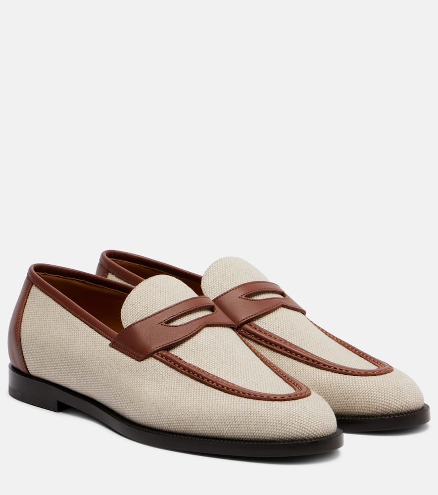 Sergio leather-trimmed penny loafers