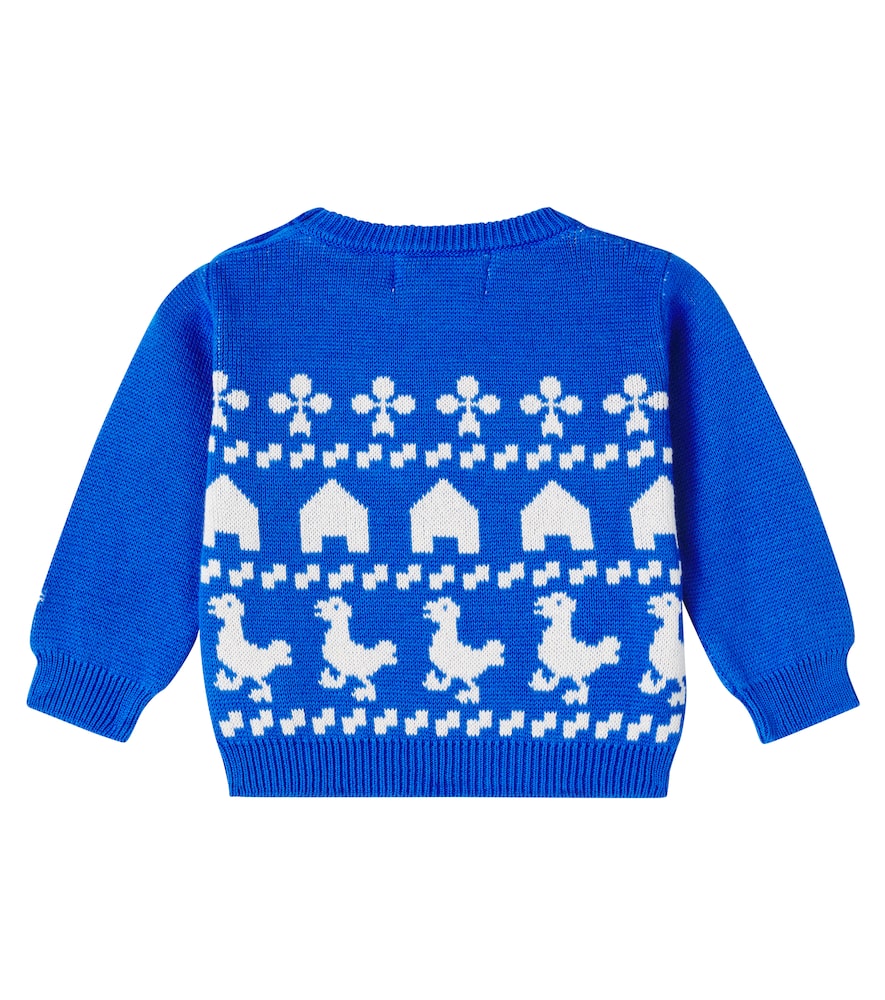Bobo Choses Baby Intarsia Knitted Cotton Sweater In Blue