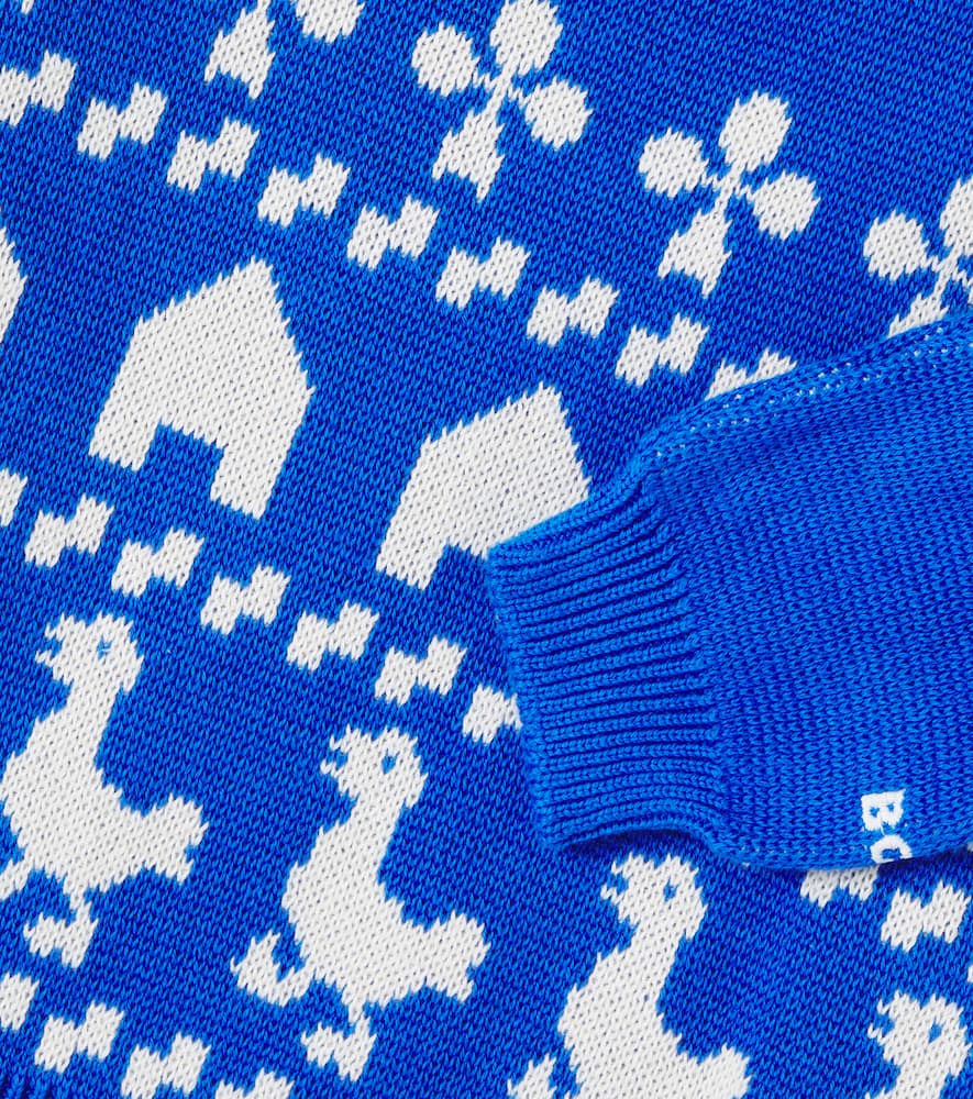 Bobo Choses Baby Intarsia Knitted Cotton Sweater In Blue