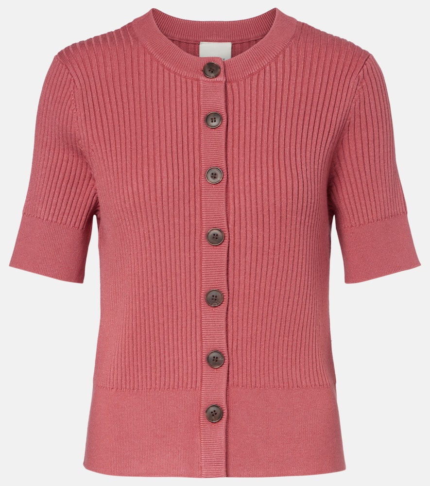 Varley Micha Short Sleeve Cardigan In Pink