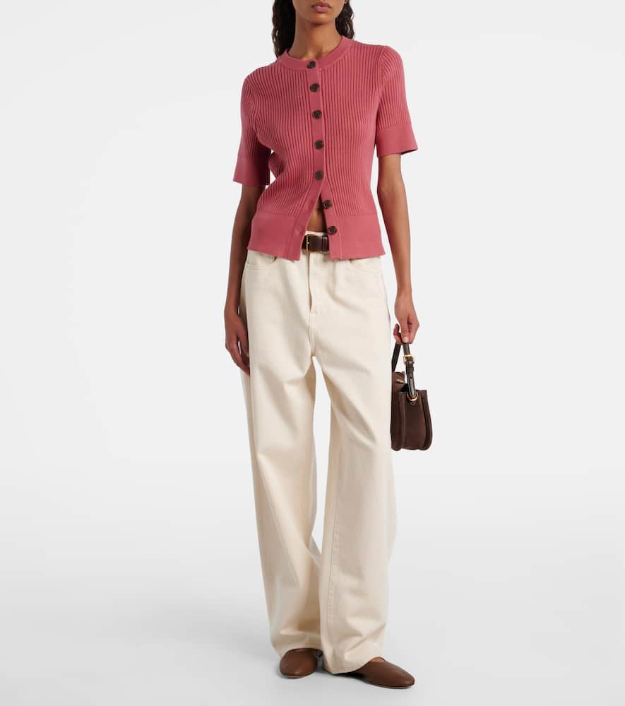 Varley Micha Short Sleeve Cardigan In Pink