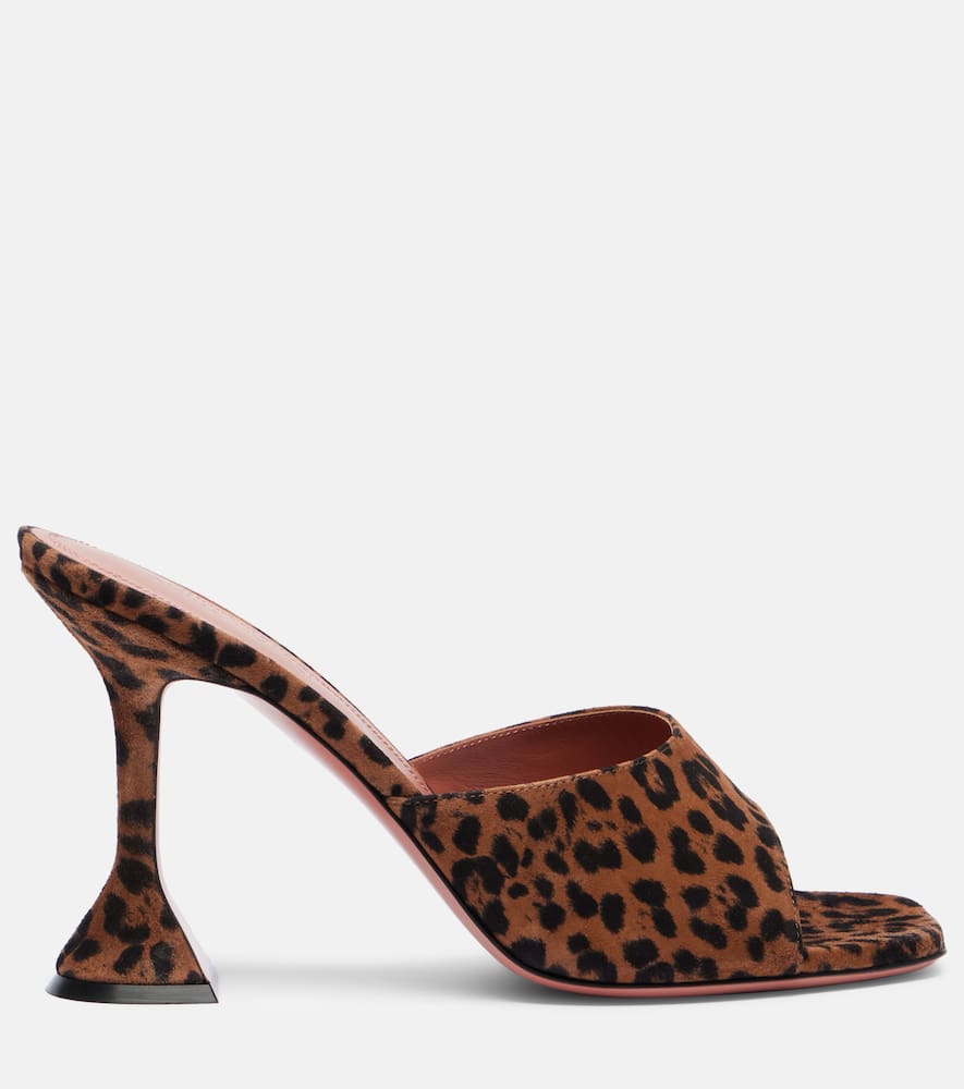 Amina Muaddi Lupita Leopard-print 95 Suede Mules In Brown