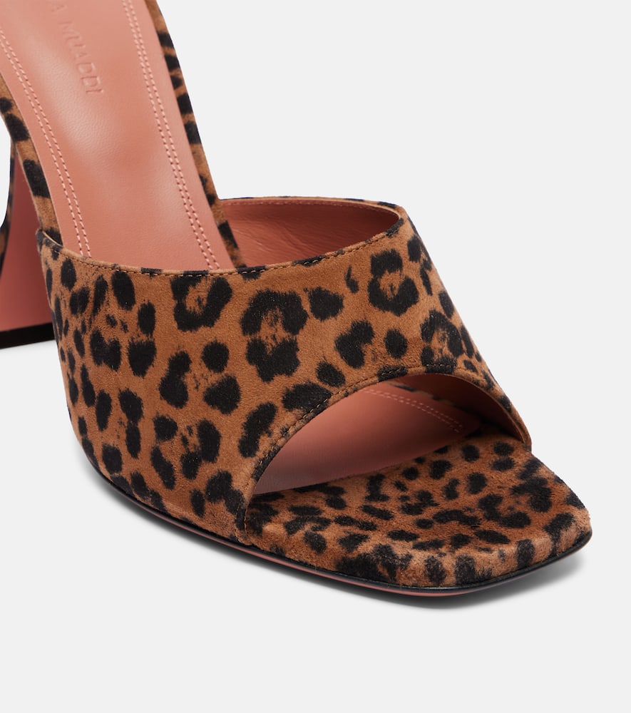 Amina Muaddi Lupita Leopard-print 95 Suede Mules In Brown