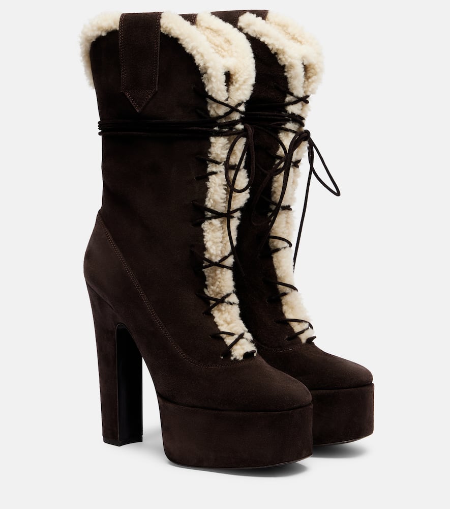 Paris Texas Malena 145 Suede Platform Mid-calf Boots In Brown