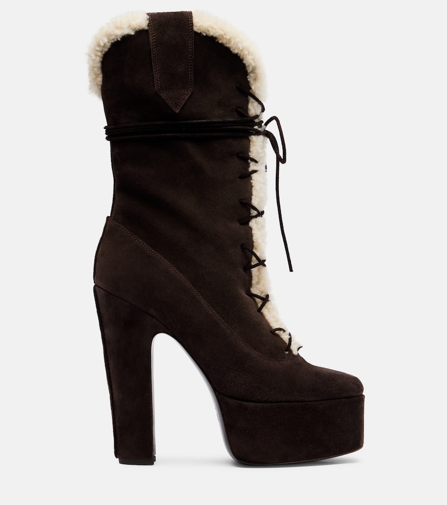 Paris Texas Malena 145 Suede Platform Mid-calf Boots In Brown