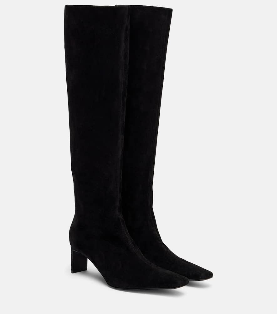 Khaite Ona 55 Suede Knee-high Boots In Black