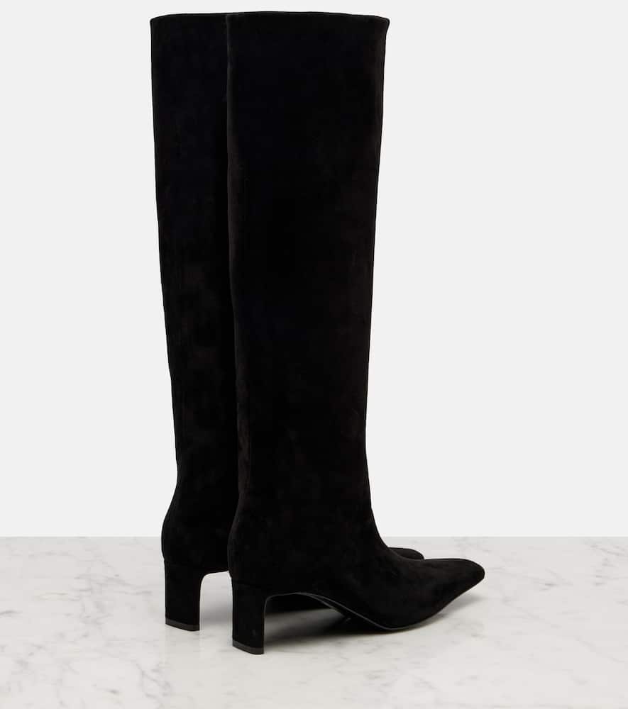 Khaite Ona 55 Suede Knee-high Boots In Black