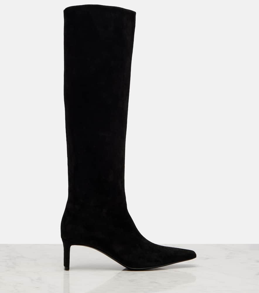 Khaite Ona 55 Suede Knee-high Boots In Black