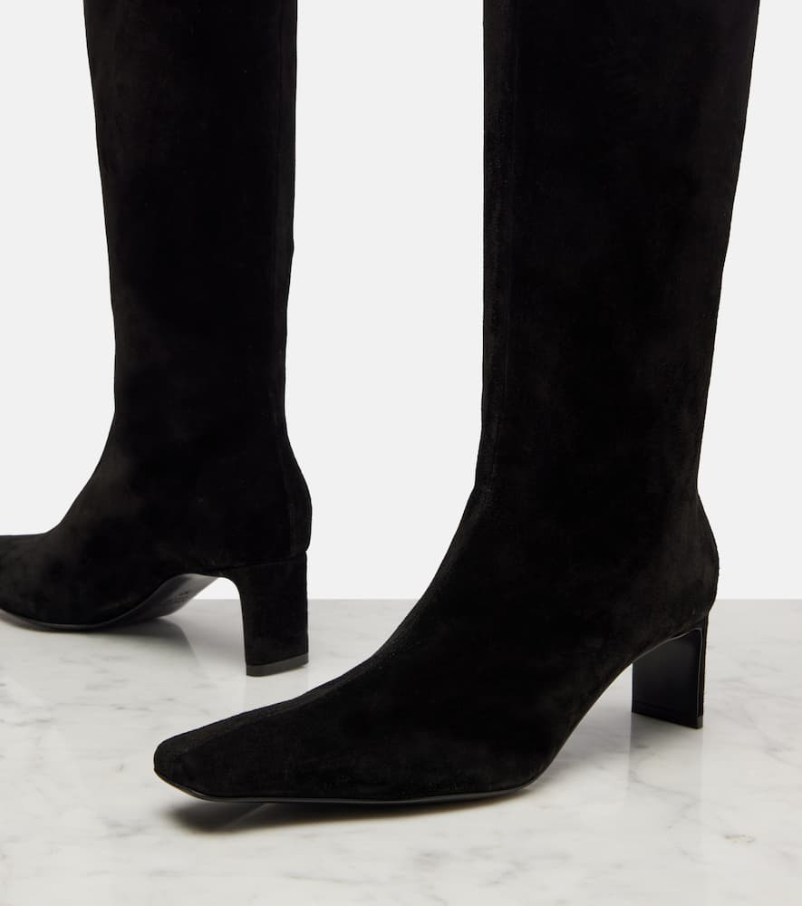 Khaite Ona 55 Suede Knee-high Boots In Black
