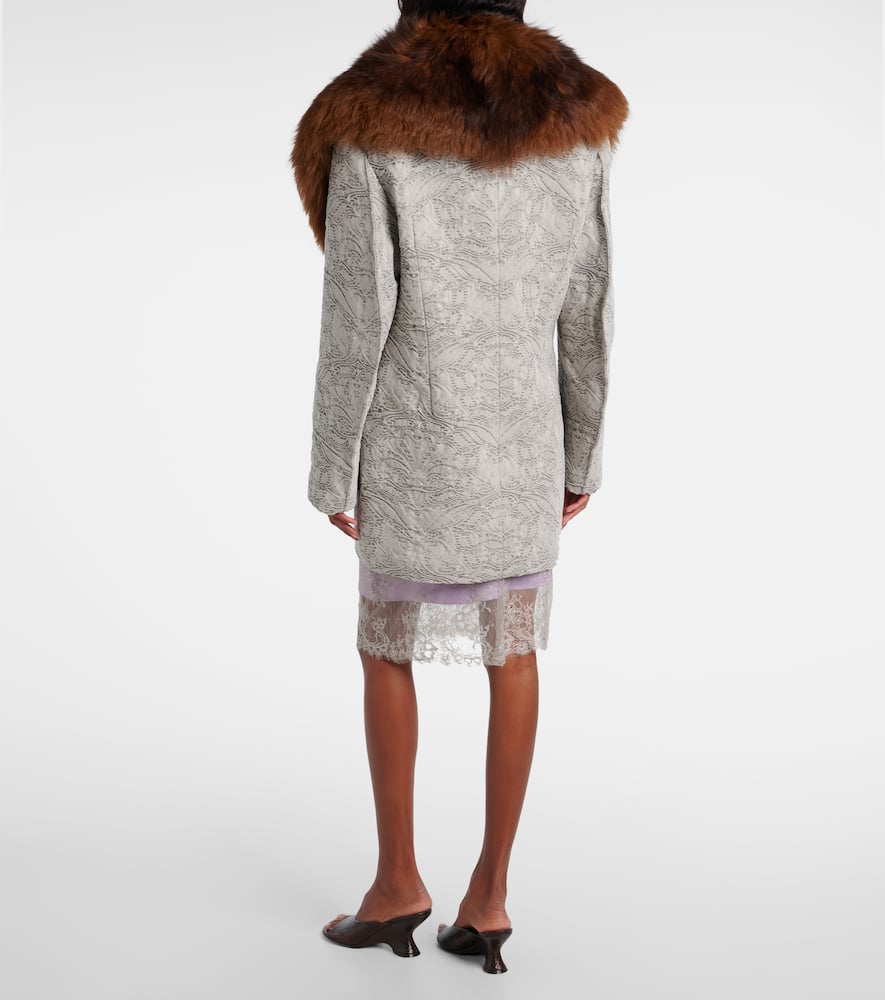 Jacques Wei Shearling-trimmed Cotton Coat In Gray