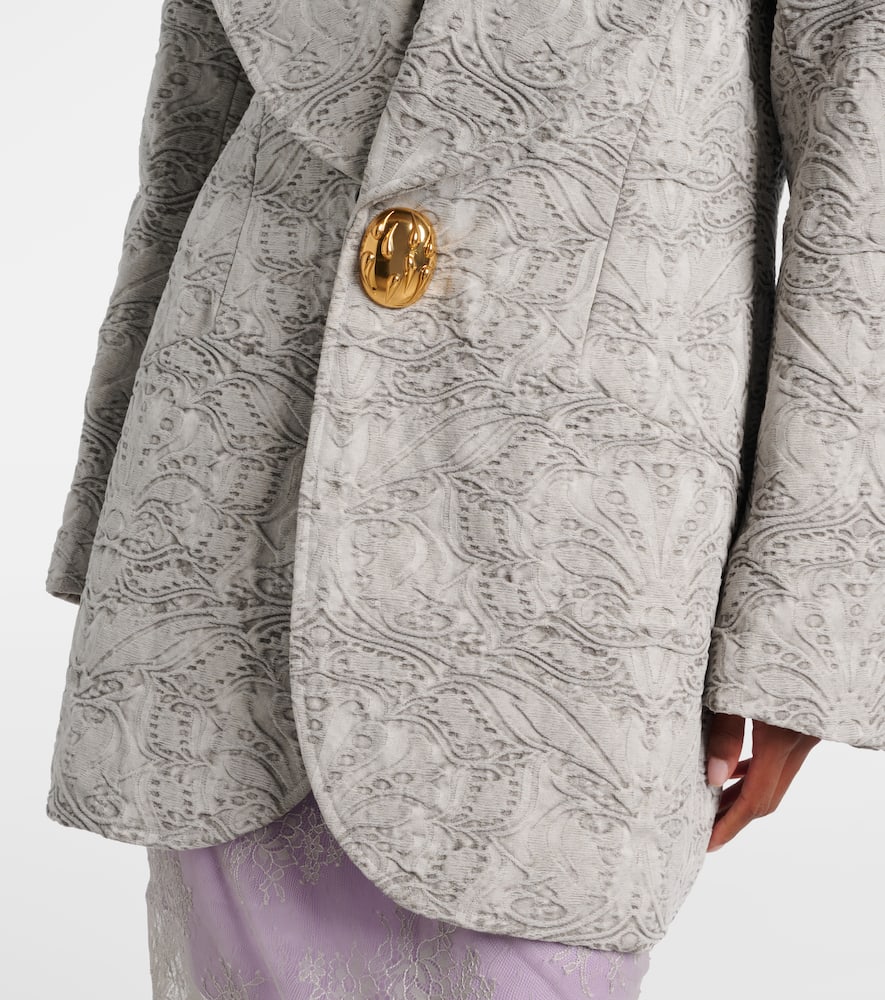 Jacques Wei Shearling-trimmed Cotton Coat In Gray