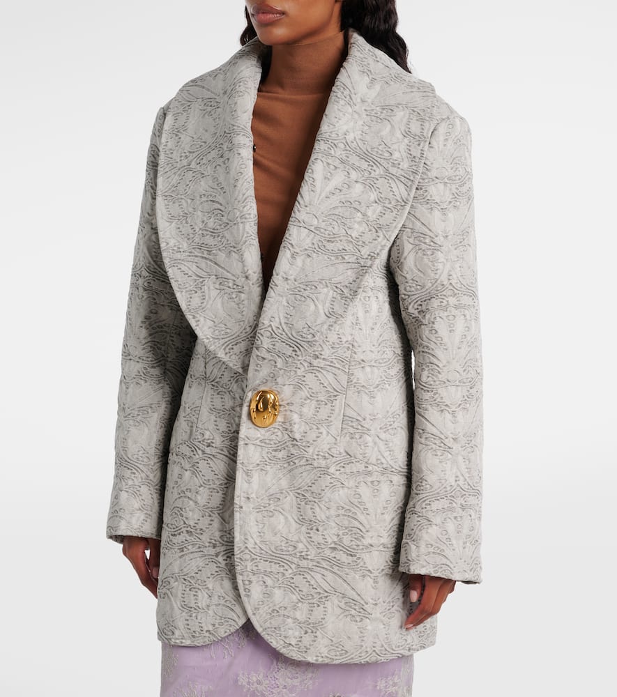 Jacques Wei Shearling-trimmed Cotton Coat In Gray