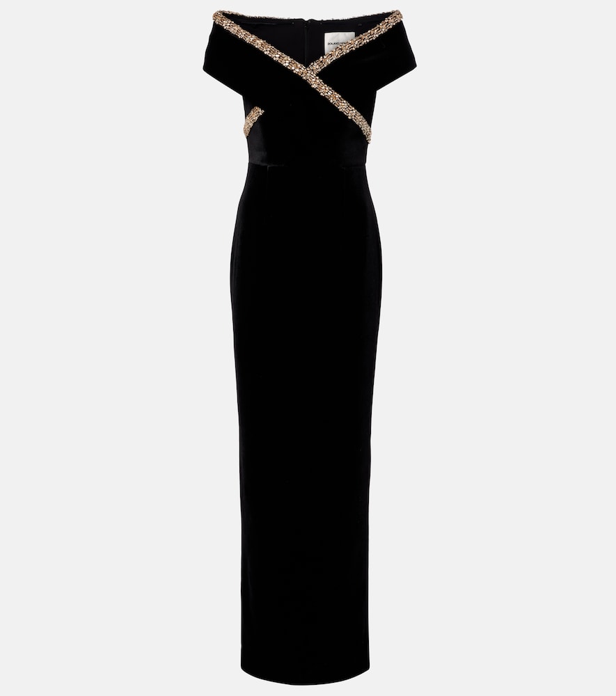 Roland Mouret Embellished velvet gown