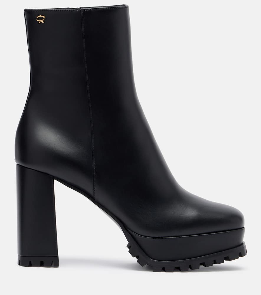 Gianvito Rossi Leather Platform Ankle Boots In Black