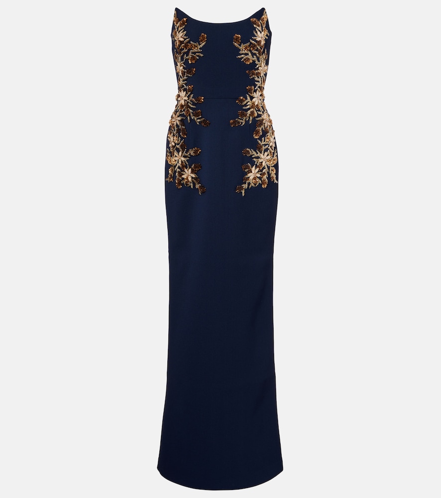 Rebecca Vallance Orla embellished crêpe bustier gown