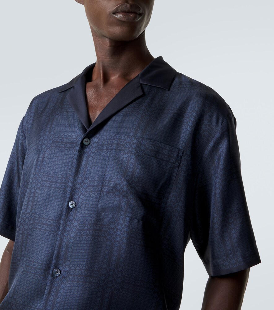  Gucci Gucci Interlocking G Silk Twill Bowling Shirt 