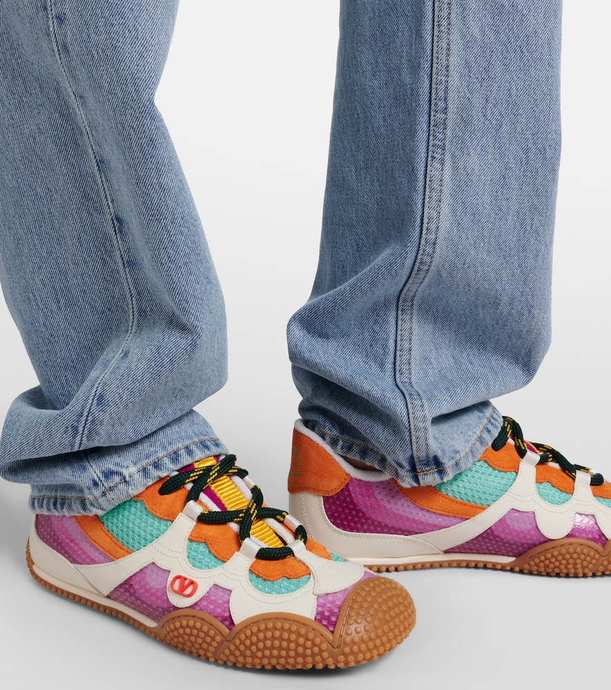 Valentino Garavani Amphibia leather-trimmed sneakers