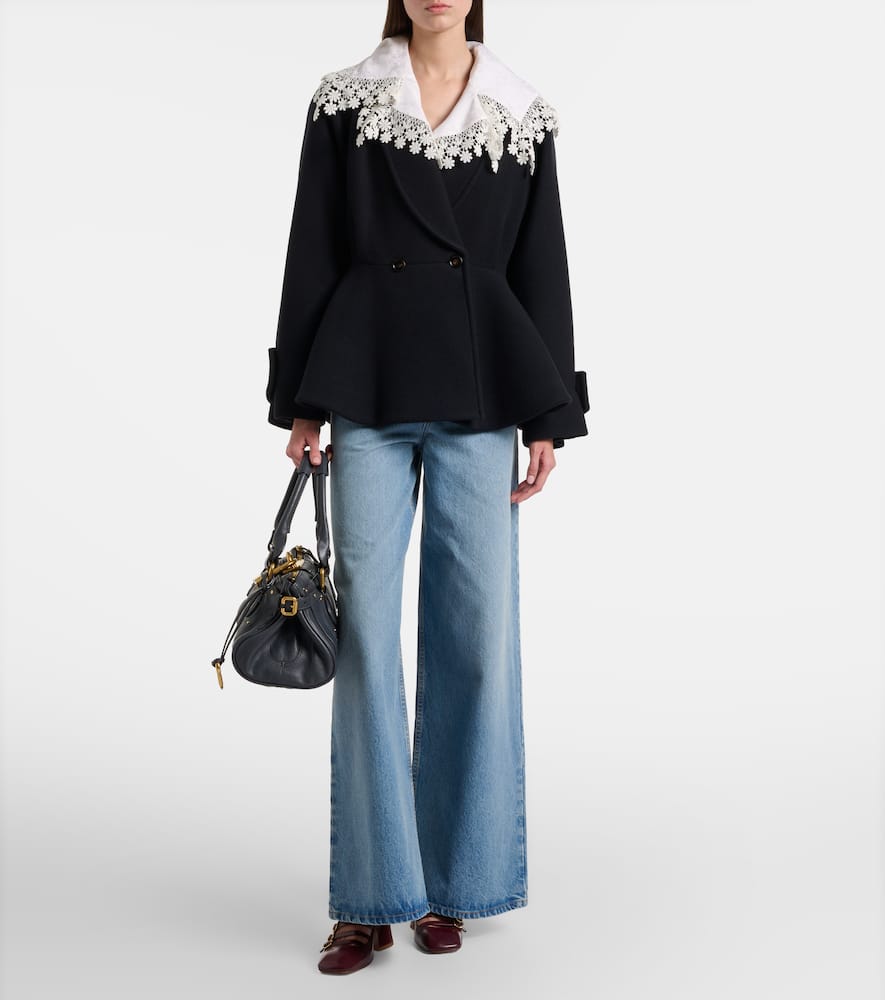 Chloé Peplum Wool-blend Coat In Blue