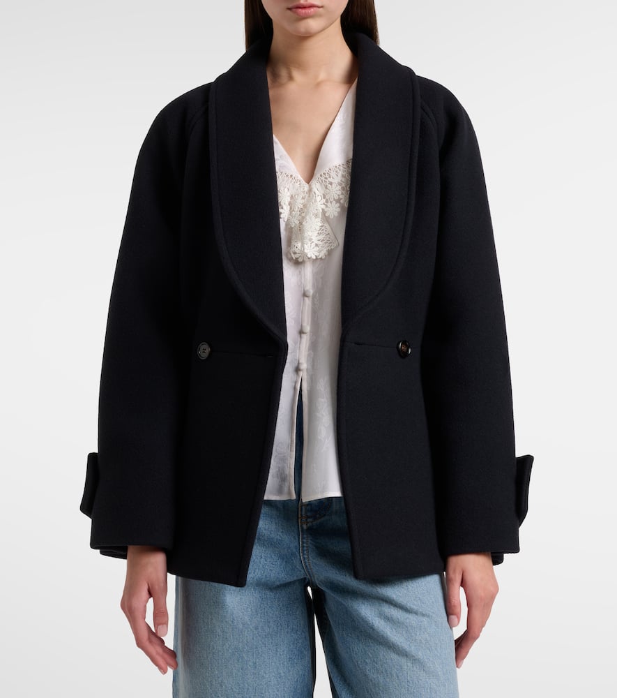 Chloé Peplum Wool-blend Coat In Blue