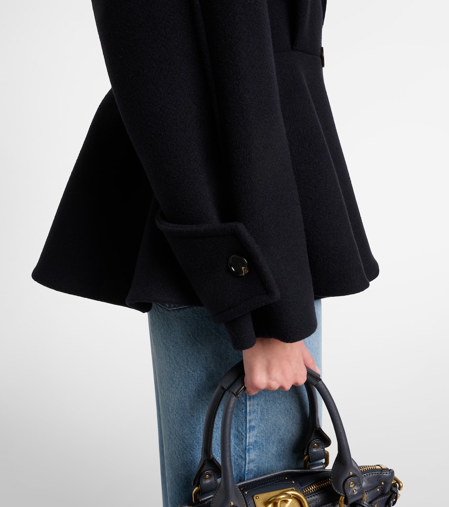 Chloé Peplum Wool-blend Coat In Blue