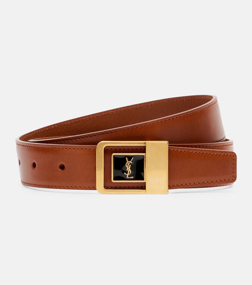 Saint Laurent La 66 Leather Belt In Brown