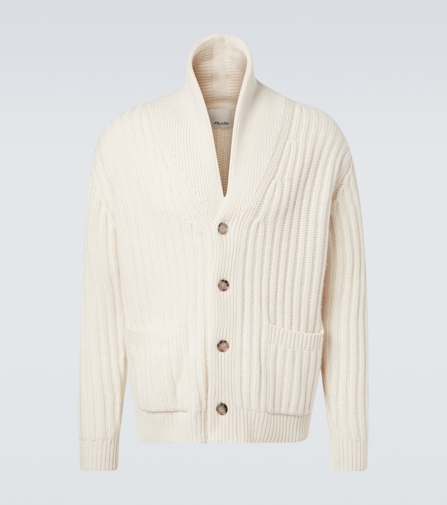 Allude Ribbed Knit Wool and Cashmere Cardigan
