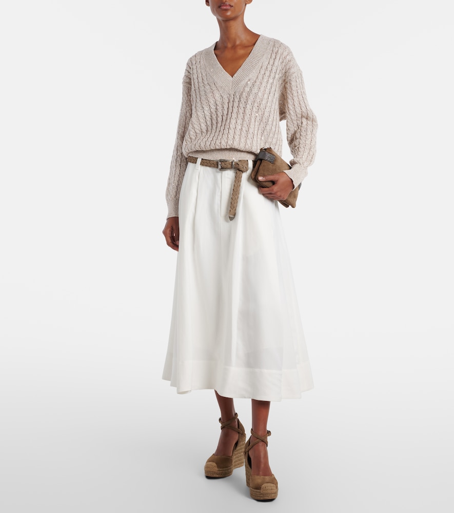 Brunello Cucinelli Sequined linen-blend sweater