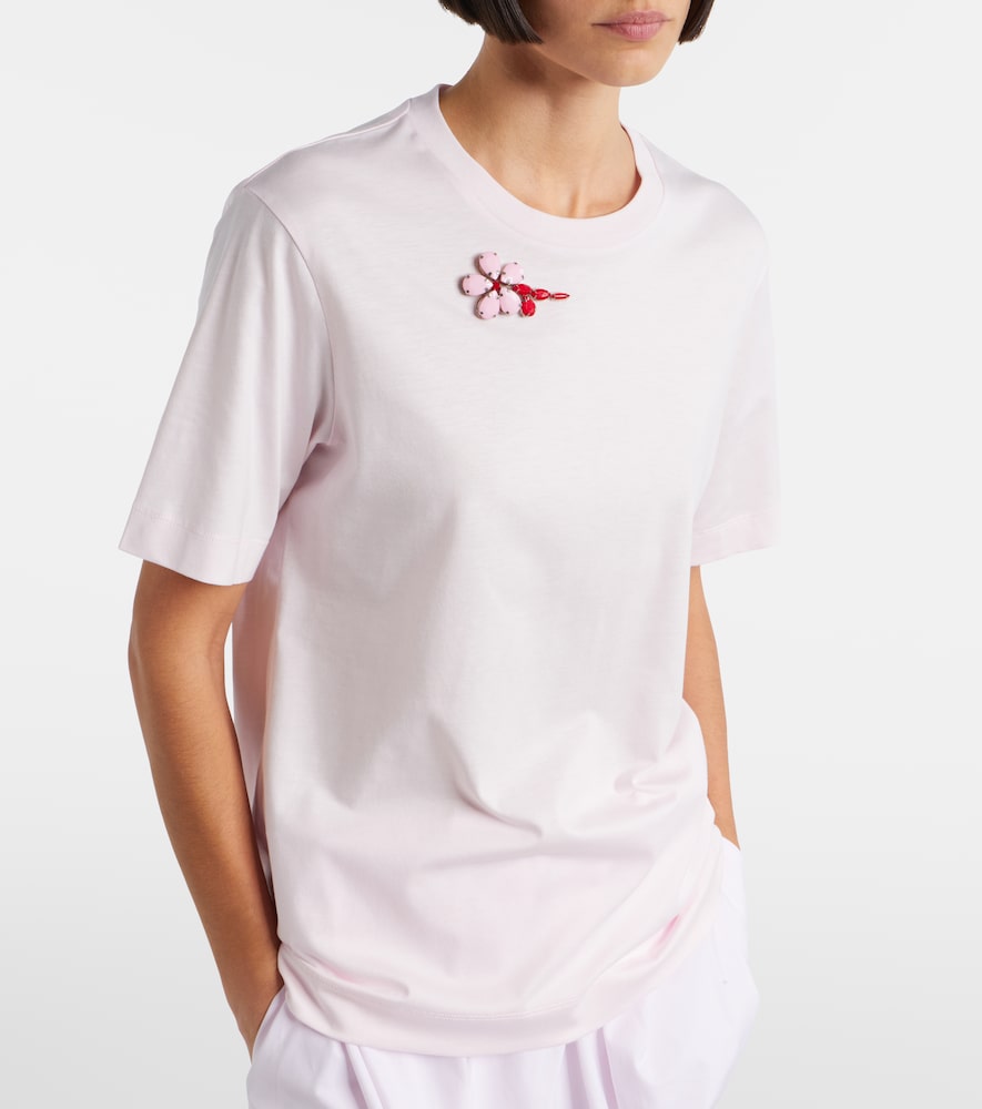  Simone Rocha Simone Rocha Embellished Cotton Jersey T-shirt 