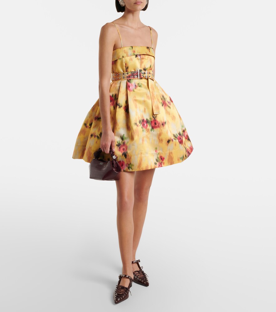  Ganni Ganni Bedrucktes Minikleid Aus Satin 