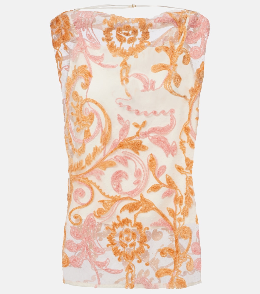 Xu Zhi Embroidered point d'esprit top