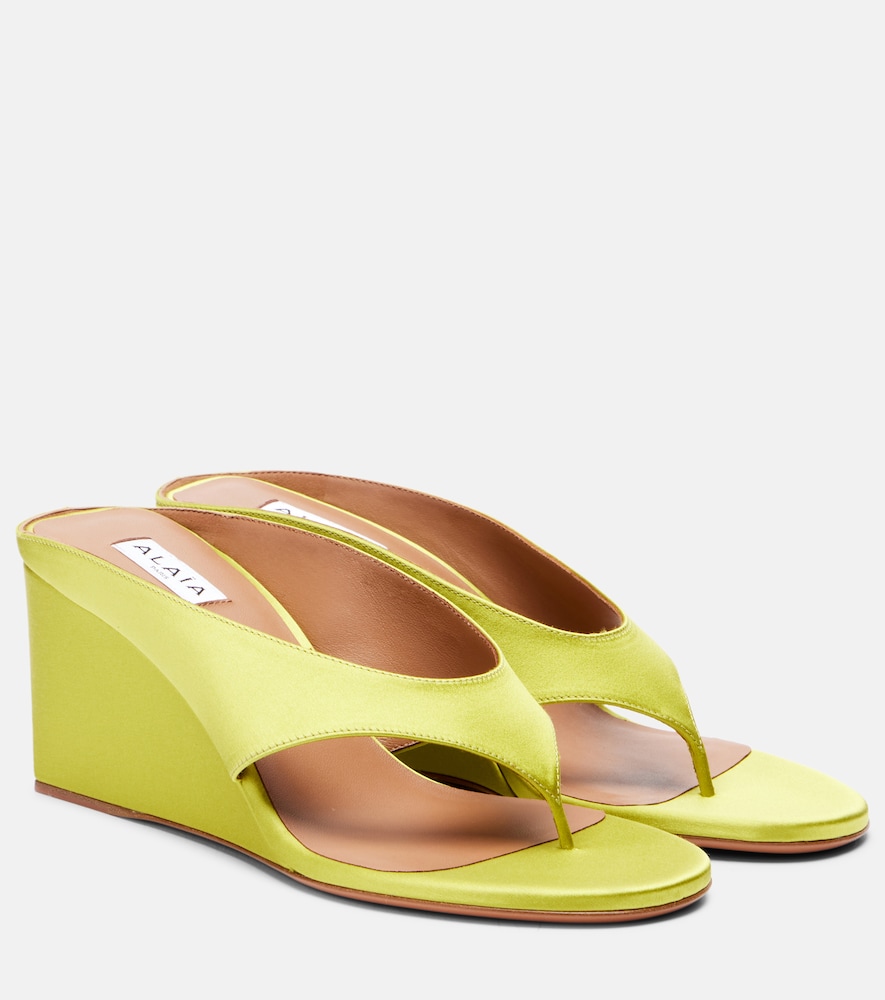 Alaia Alaïa Cube satin wedge thong sandals
