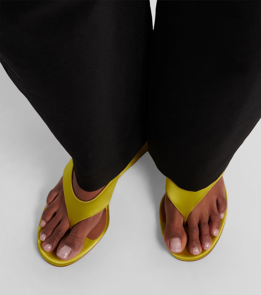 Alaïa Cube satin wedge thong sandals