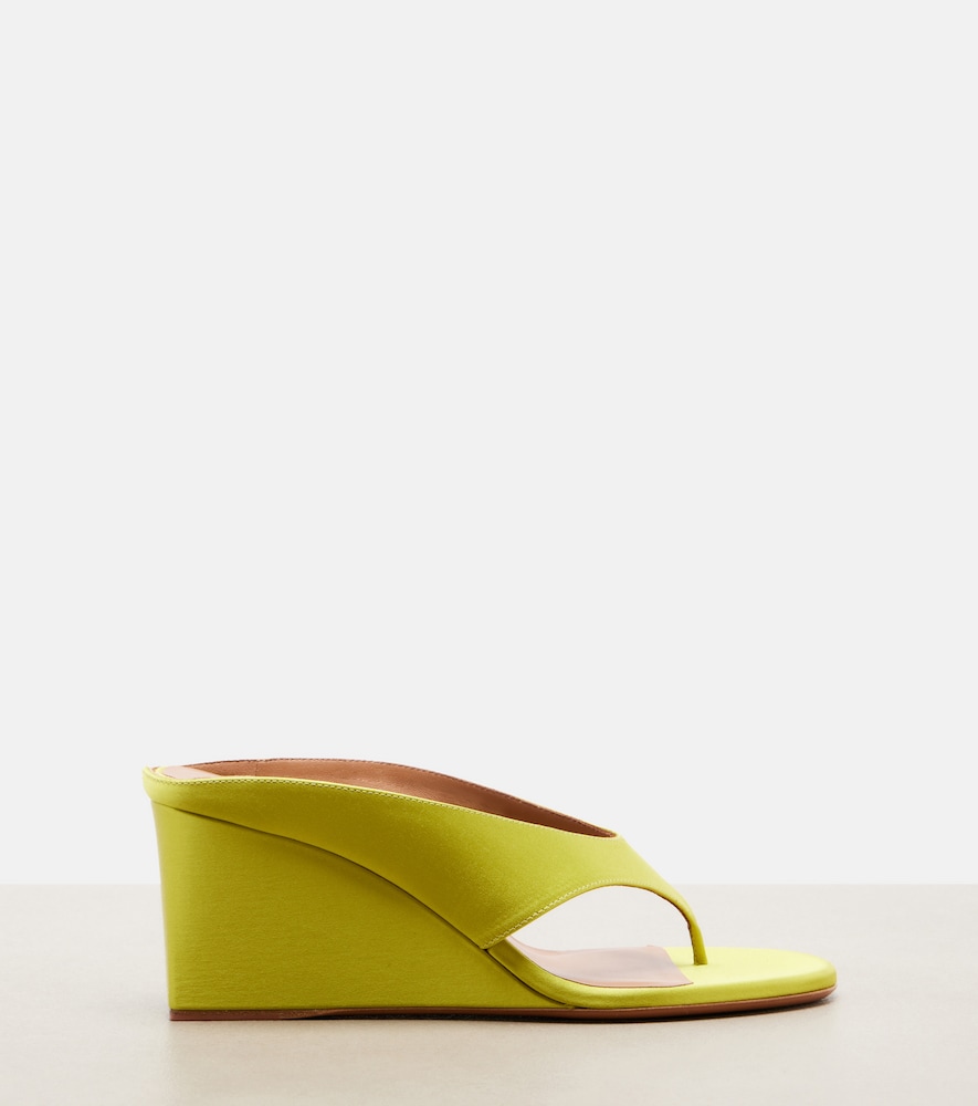  Alaia Alaia Cube Satin Wedge Thong Sandals 