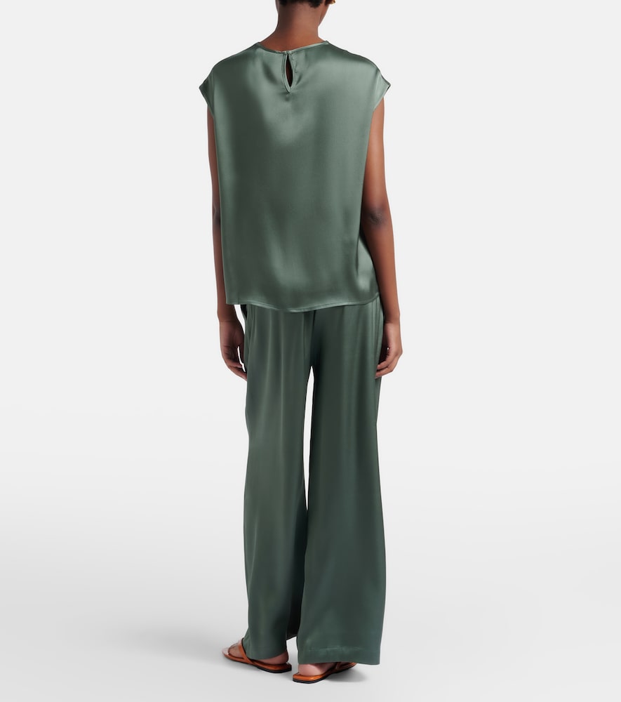  Asceno Asceno Isola Pleated Silk Twill Wide-leg Pants 
