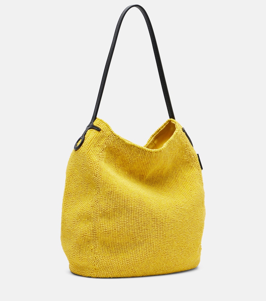  Jw Anderson Jw Anderson Bulb Small Beaded Leather-trimmed Shoulder Bag 