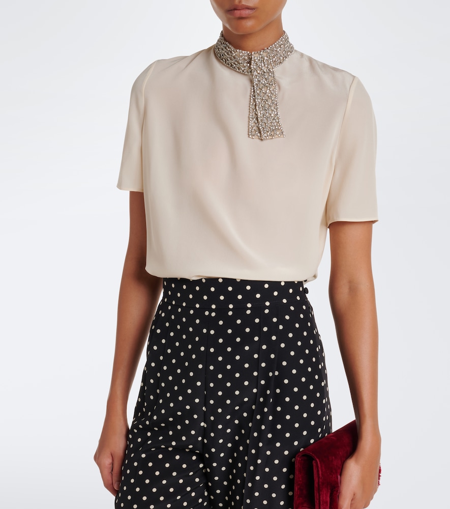 Garavani Embellished Silk Crêpe De Chine Top