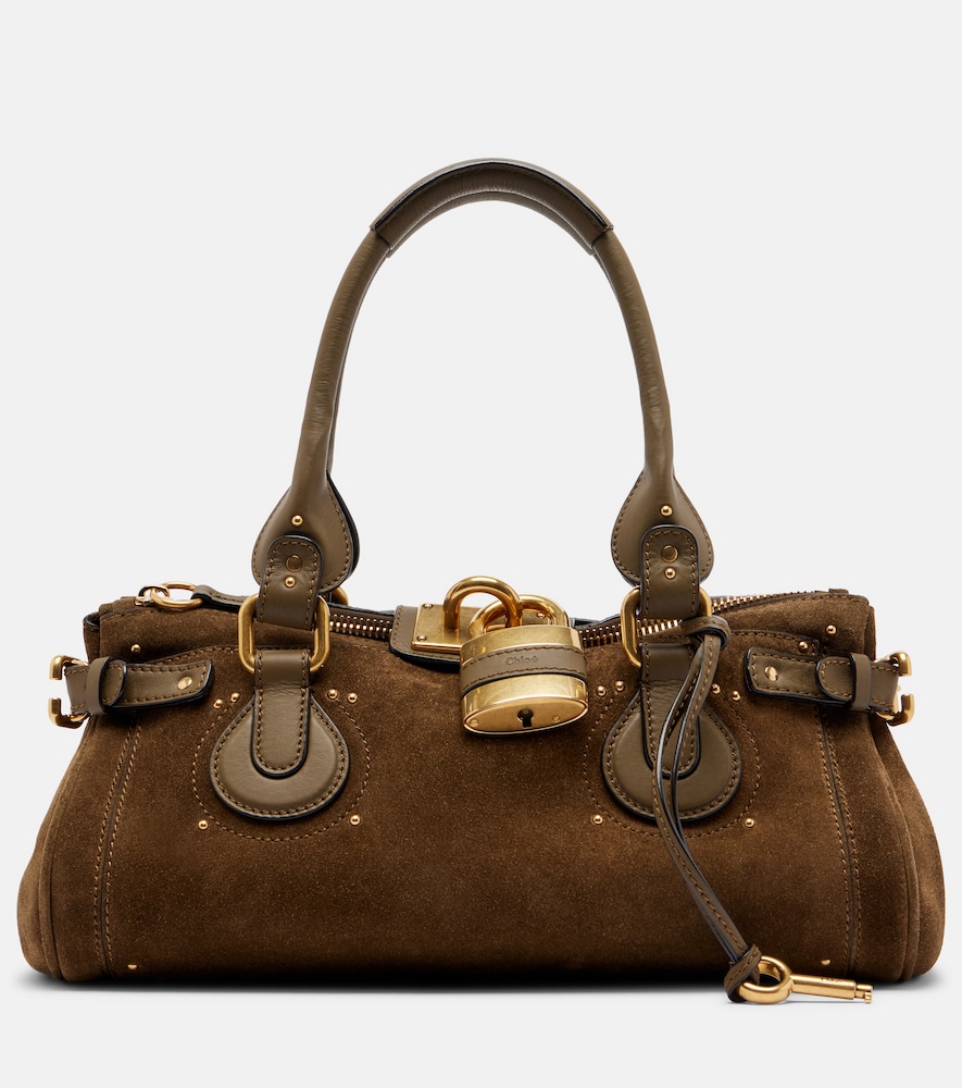 Chloé Schultertasche Paddington Medium aus Veloursleder